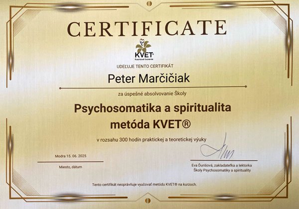 Certifikat psychosomatika a spiritualita KVET