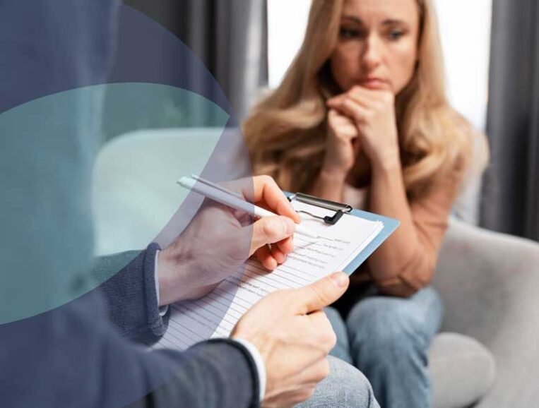 sedenie klientka terapia metodou kvet psychosomatika